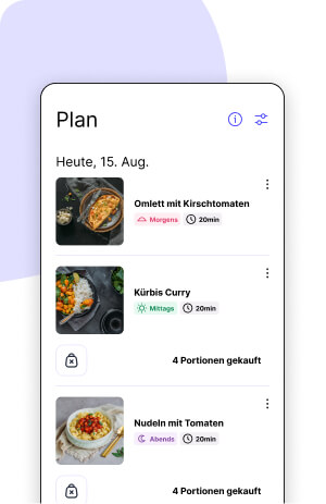 Ein Bild der Valea App mit einem Ernährungsplan